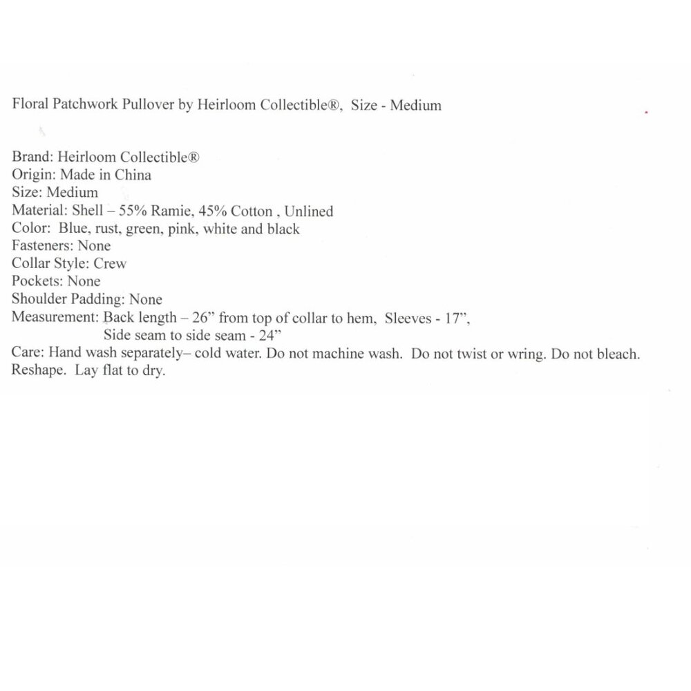 Floral Patchwork Pullover By Heirloom Collectible… - image 8